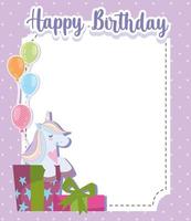 Birthday cute unicorn vector