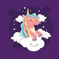 cartoon unicorn clouds vector