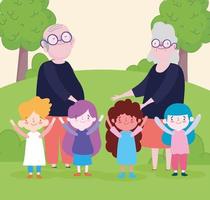 grandparents with childrens vector