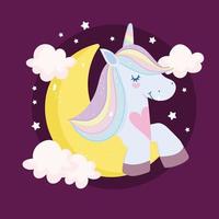 luna de unicornio de dibujos animados vector