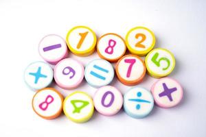 Número de matemáticas de colores de fondo, estudio de educación aprendizaje de matemáticas enseñar concepto foto