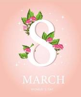 tarjeta floral del día de la mujer 8 de marzo decoración floral vector