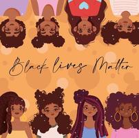 black lives matter, black young beautiful women portraits vector