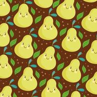 food pattern happy cartoon funny cute fruit pears vector