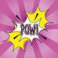 pop art pow lettering explosion comic halftone and sunburst background vector