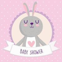 Baby shower, cute rabbit cartoon animal card vector