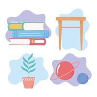 education read study science plant table icons vector