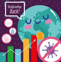 Reopening welcome back world business growing economy vector