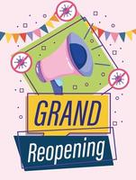 Grand Reopening megaphone marketing announce celebration vector