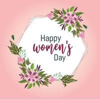 womens day delicate flowers and text frame floral vector