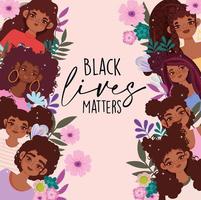 black lives matter, african american young female card vector