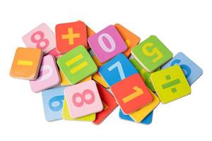 Math number colorful on white background, education study mathematics learning teach concept. photo
