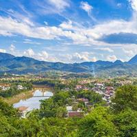 Luang Prabang city in Laos landscape panorama with Mekong river. photo