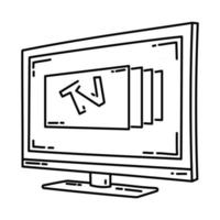 icono de canal de televisión. Doodle dibujado a mano o estilo de icono de contorno vector