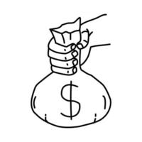 icono de zakat. Doodle dibujado a mano o estilo de icono de contorno vector