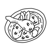 icono de opor ayam. Doodle dibujado a mano o estilo de icono de contorno vector