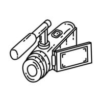 icono de cámara de video. Doodle dibujado a mano o estilo de icono de contorno vector