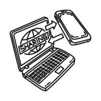 Data Sharing Icon. Doodle Hand Drawn or Outline Icon Style vector