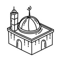 Mosque Icon. Doodle Hand Drawn or Outline Icon Style vector