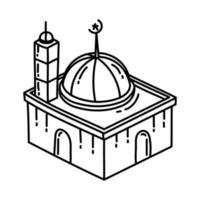 icono de la mezquita. Doodle dibujado a mano o estilo de icono de contorno vector