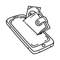 E-Wallet Icon. Doodle Hand Drawn or Outline Icon Style vector