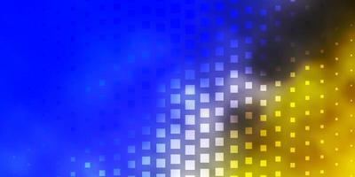 textura de vector azul claro, amarillo en estilo rectangular. Ilustración de degradado abstracto con rectángulos de colores. plantilla moderna para su página de destino.