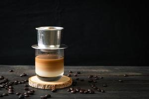 Hot milk coffee dripping in Vietnam style