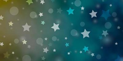 Light Blue, Yellow vector template with circles, stars. Colorful illustration with gradient dots, stars. Pattern for trendy fabric, wallpapers.