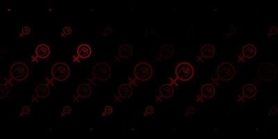 Dark Red vector backdrop with woman's power symbols.