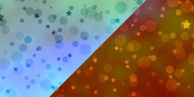 Vector pattern with circles, stars. Illustration with set of colorful abstract spheres, stars. Template for business cards, websites.