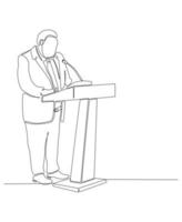 continuous line drawing of public speaker vector