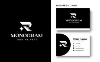 Initial Letter R Monogram Logo Template In Isolated Black Background Vector Illustration