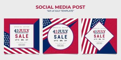Modern social media post banner template design for US independence day celebration vector