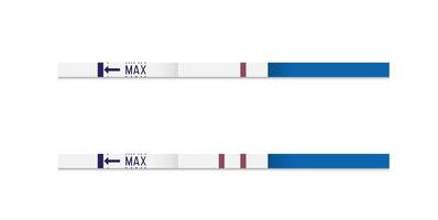 Pregnancy test strips. Negative and positive option. Set for pregnant women. Vector Illustration