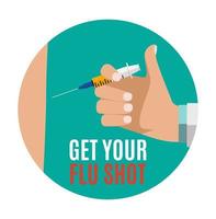 Get Your Flu Shot Vaccination concept flat background. Vector Illustration