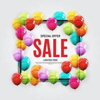 Abstract Designs Sale Banner Template with Balloons. Vector Illustration
