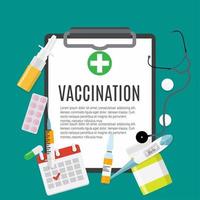 Vaccination concept flat background. Medical awareness flu, polio influenza poster. Vector Illustration