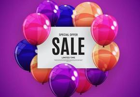 Abstract Designs Sale Banner Template with Balloons. Vector Illustration