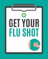 Obtenga su concepto de vacunación contra la gripe fondo plano. ilustración vectorial vector