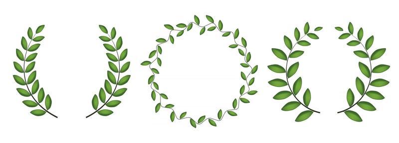 Laurel wreath silhouette collection set isolated on white background. Vector Illustration