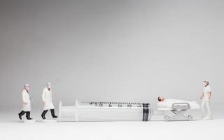 Simple Conceptual Photo, Mini figure doctors and nurses mini figure evacuation of infected patients photo