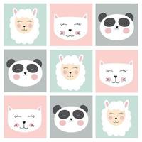 Stickers with cute animals. Vector illustration