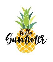 hola concepto de verano. Diseño de símbolo de icono de piña de fruta tropical. ilustración vectorial vector