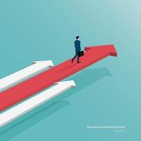 Businessman walking on red arrow up go to success in career vector