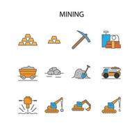 Mining icon set vector