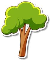 A sticker template with a tree in cartoon style isolated vector