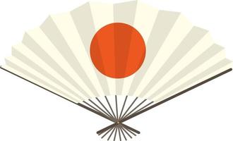 Japanese folding fan or hand fan with the red sun printed vector