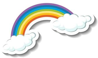 A sticker template with Rainbow and clouds isolated vector
