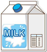 Pegatina caja de leche láctea sobre fondo blanco. vector