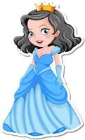 etiqueta engomada hermosa del personaje de dibujos animados de la princesa vector